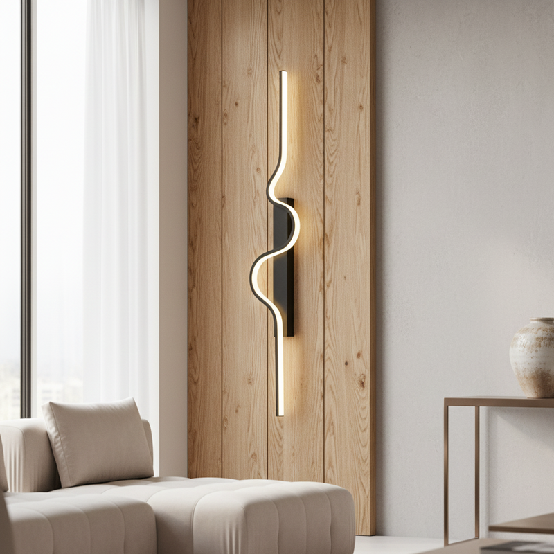 Настінні світильники чорні хвилясті L-60 cm / L-80 cm Led 3000-6000K Black Wave 251131-100006594