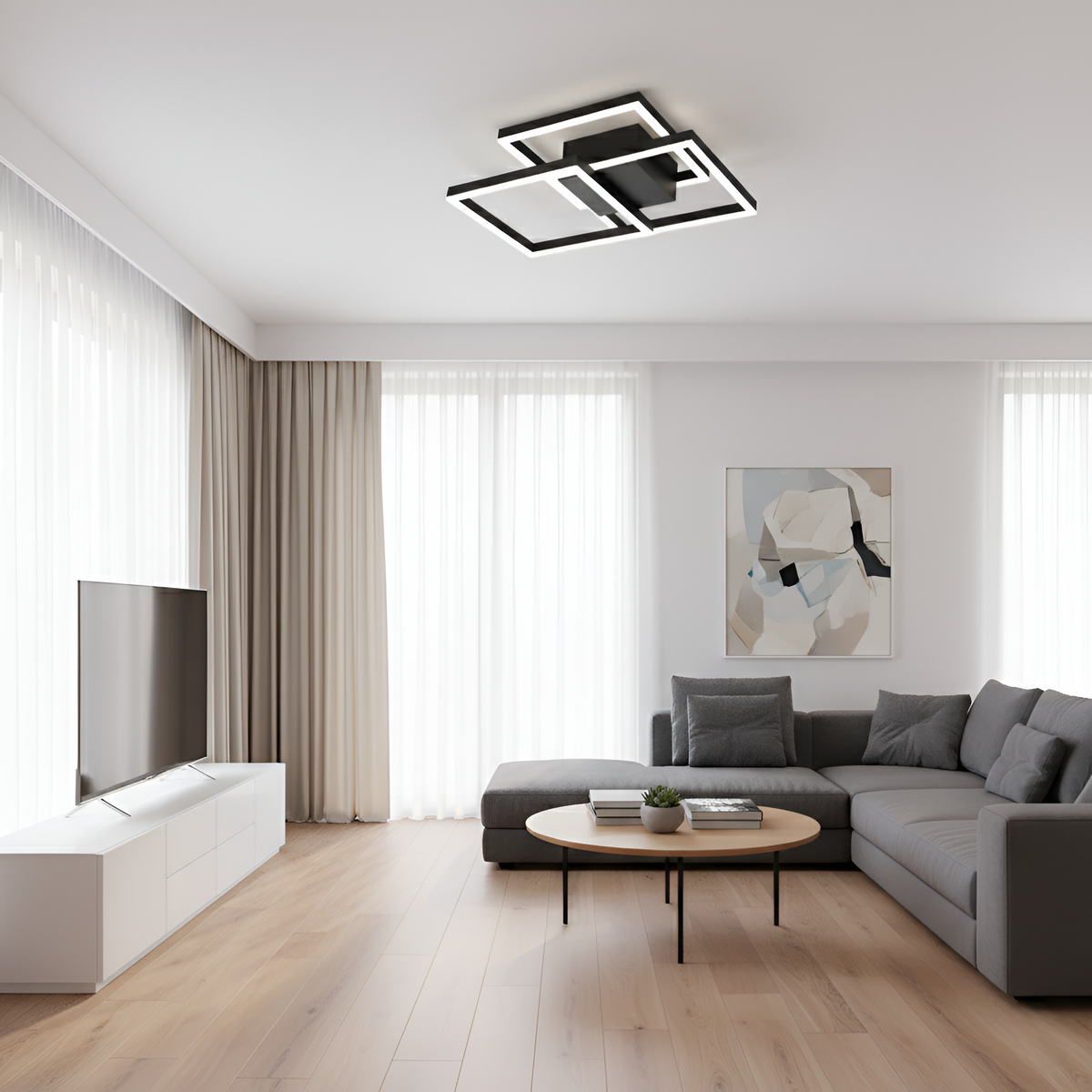 Стельова люстра чорна L-50 cm Led 100W 3000K-6000K Black Square 260260-100007378