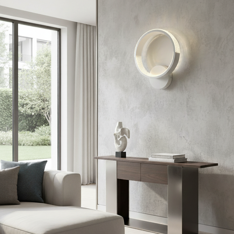 Настінний світильник білий D-25 cm H-30 cm Led 17W 3000-6000K White Arka lamp 251174-100006645