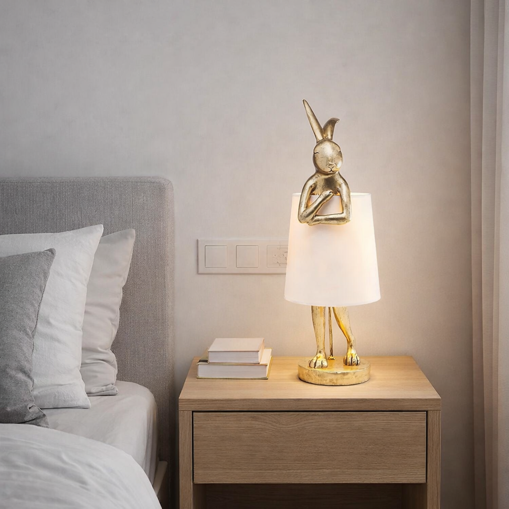 Настільна лампа кролик H-44 cm E27 Gold+White Bunny 260247-100007418