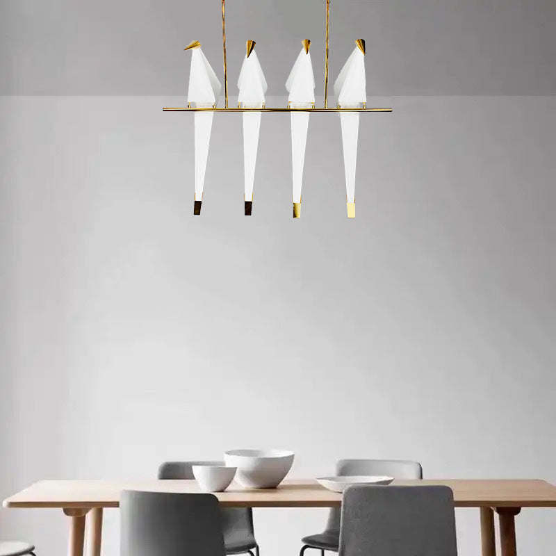 Люстра з пташками H-146 cm L-90 cm Led 38W Gold + White Birds perch 240118-100003002
