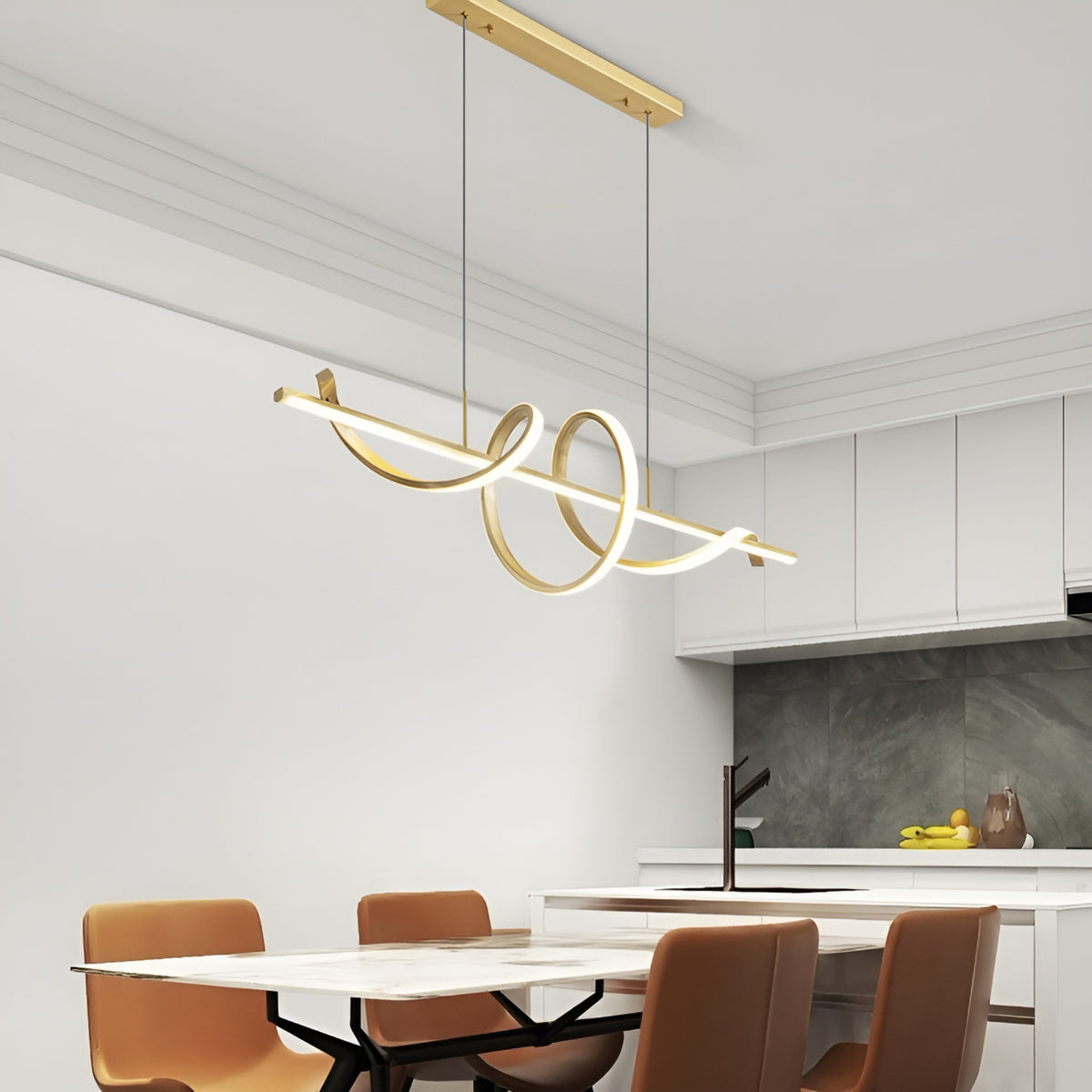 Люстра підвісна хвиляста L-100 см / L-120 см Gold Curly Gemo Wave 231118-100002850