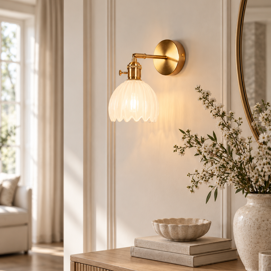 Настінний світильник білий D-12 cm E27 White+Gold Colour 260933-100008917