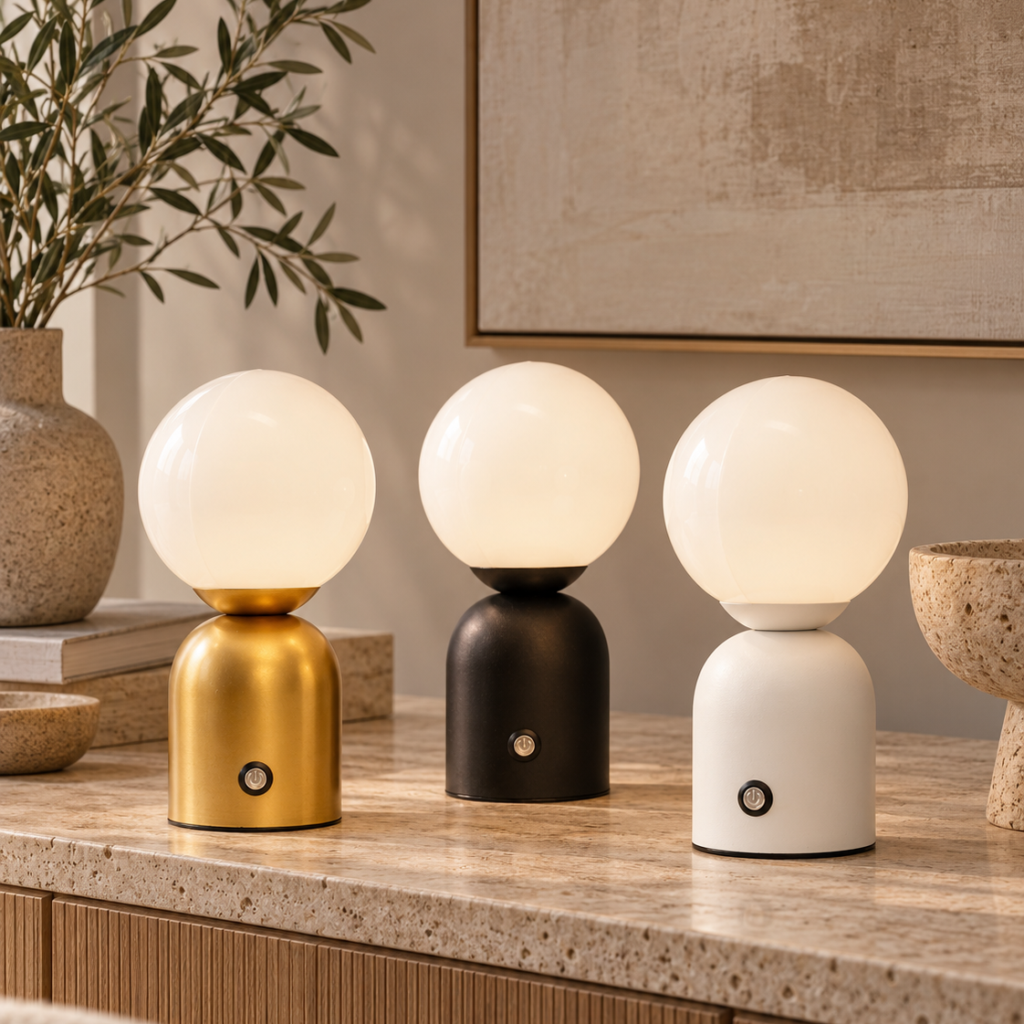 Акумуляторна настільна лампа біла сенсорна H-22 cm Led 3000K-6000K White Bollo 261031-100009088