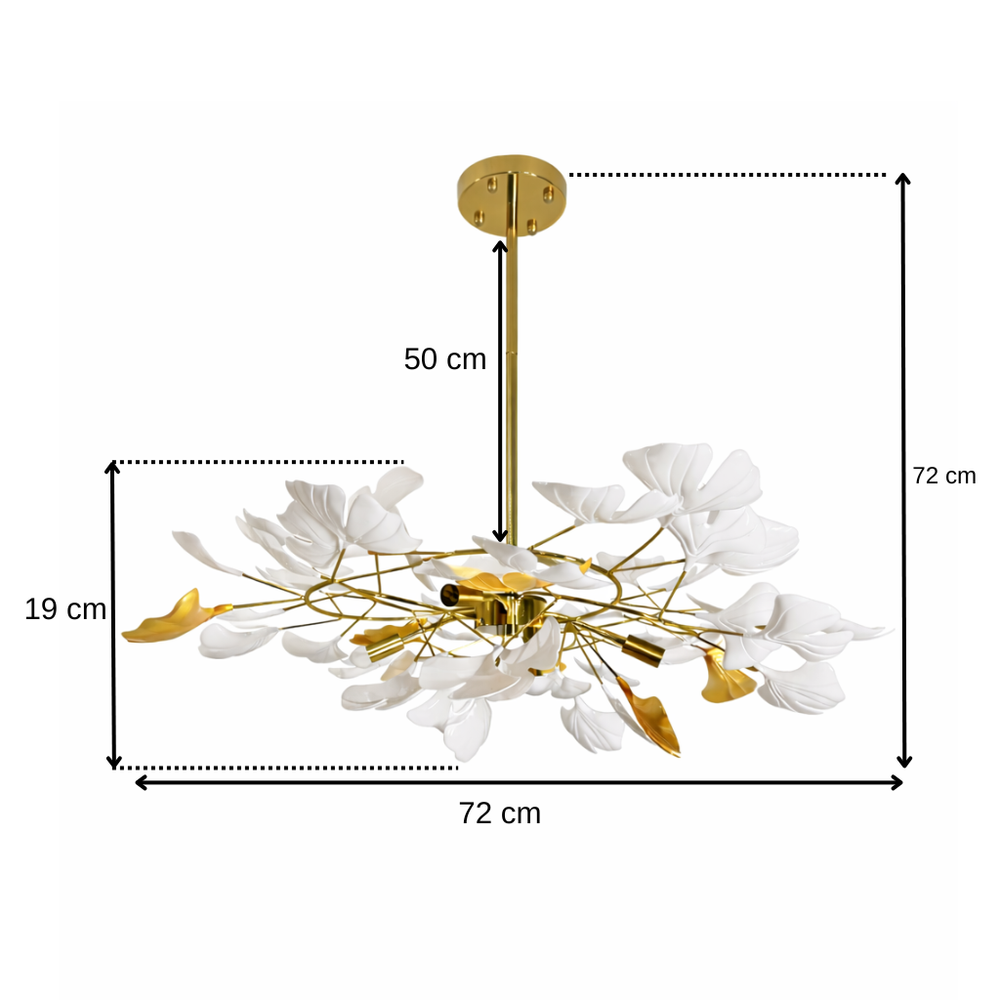 Люстра з пелюстками D-60 cm G9x4 Gold+White Flower 260680-100008121
