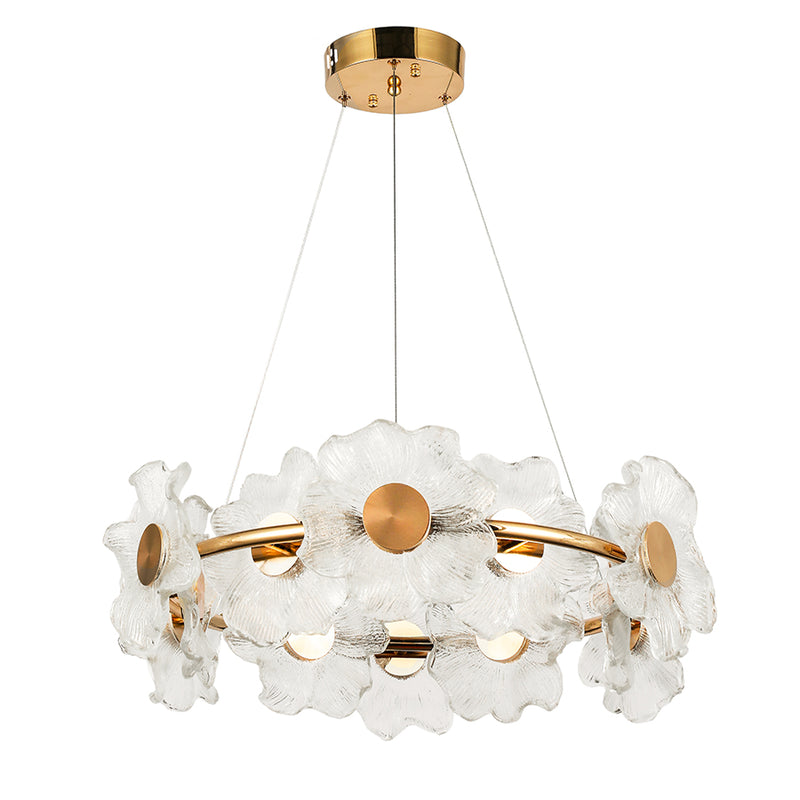 Люстри підвісні золоті з квітками D-60 cm / D-80 cm Led 20W / 22W Gold Flowers Jelly 250831-100005832