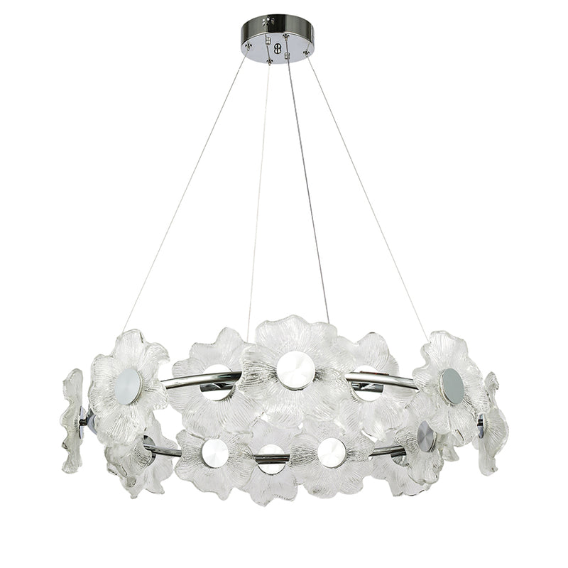 Люстри підвісні срібні з квітками D-60 cm / D-80 cm Led 20W / 22W Chrome Flowers Jelly 250831-100005831