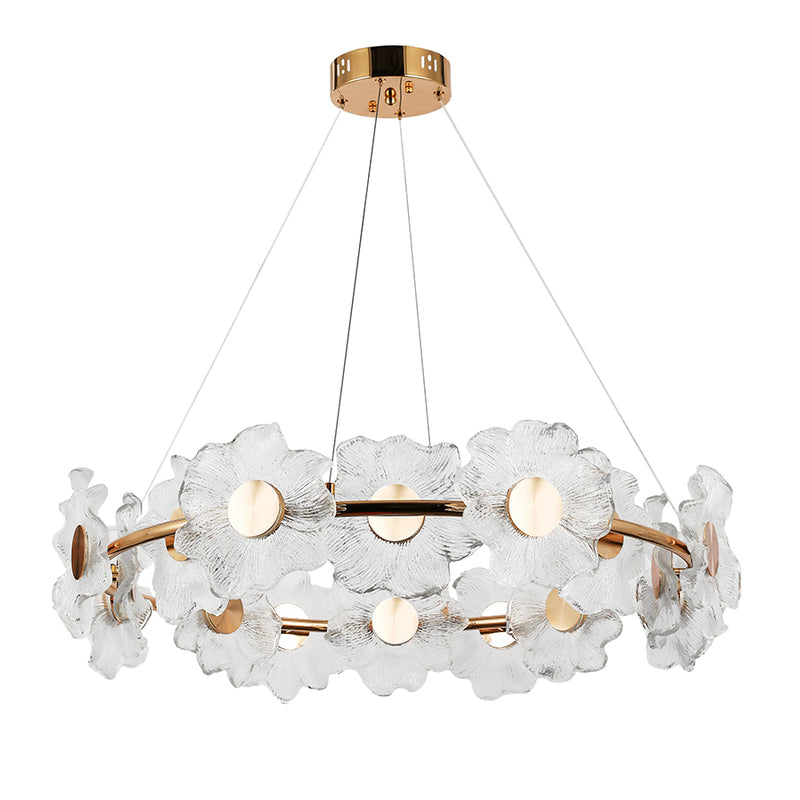 Люстри підвісні золоті з квітками D-60 cm / D-80 cm Led 20W / 22W Gold Flowers Jelly 250831-100005832