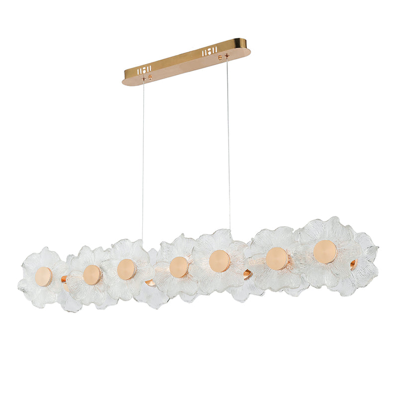 Люстра підвісна золота з квітками видовжена L-110 cm Led 22W Gold Flowers Jelly 250831-100005833