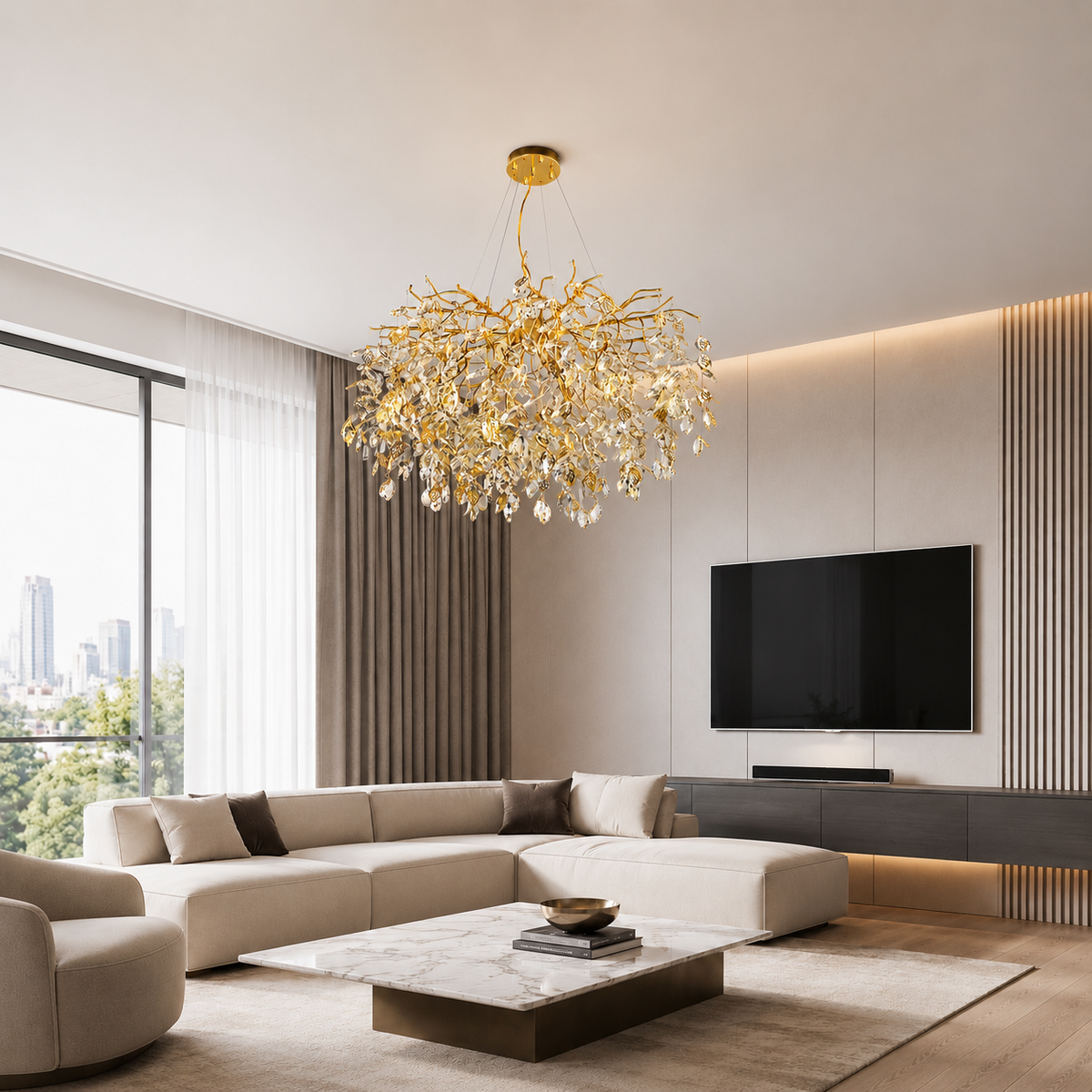 Підвісні люстри золоті D-50 cm/ D-60 cm / D-80 cm G9 Gold Tree 260618-100008196