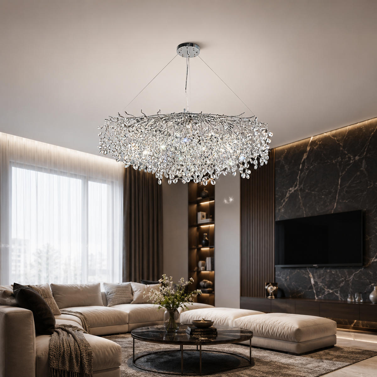 Підвісні люстри срібні D-100 cm / D-120 cm / D-160 cm G9 Chrome Tree 260618-100008198