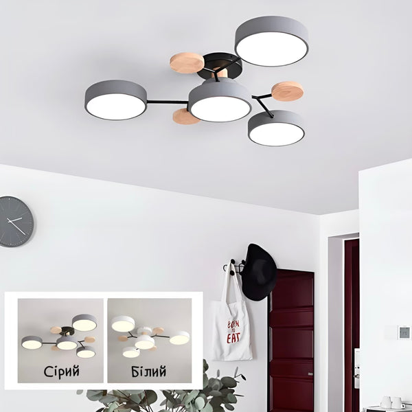 Люстра Wooden Ceiling на 3+1 лампи 4100К White / Grey 230958-100002587 DS-Design