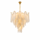 Люстра підвісна з плафоном-пір'їнами D - 60 cm / 80 cm / 100 cm E14 Gold + White Feather 260858-100008733