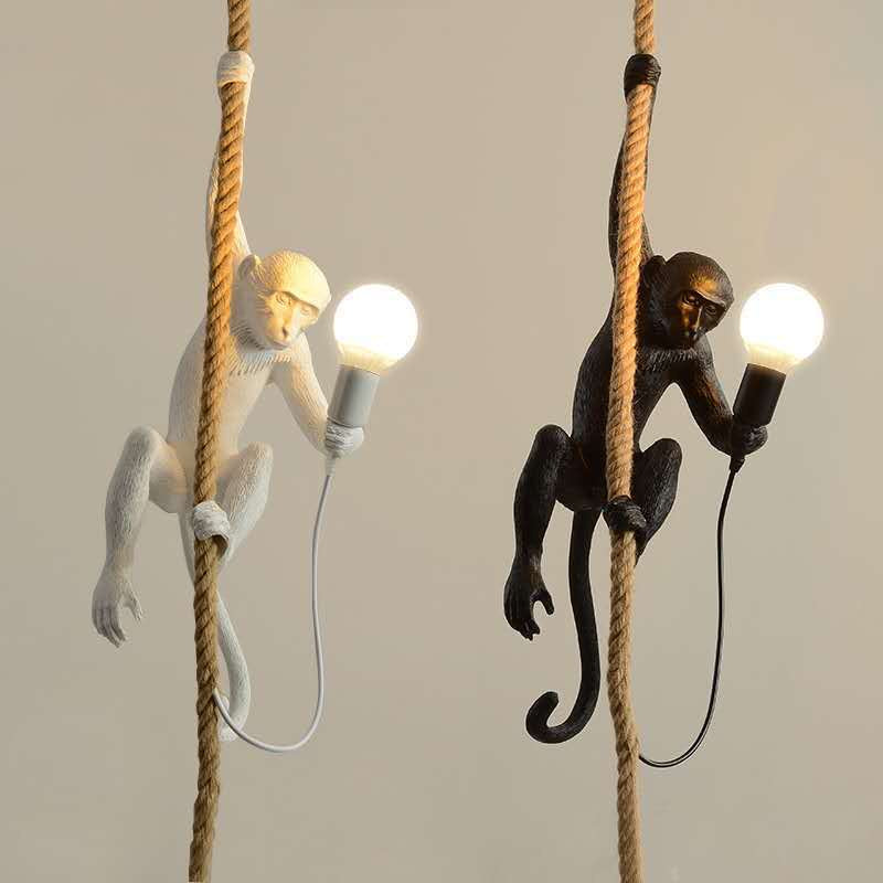 Cвітильник підвісний мавпа біла чорна сіра E27 White / Black / Grey Monkeys 231127-100002806