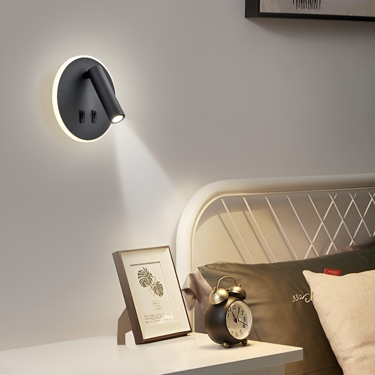 Бра з вимикачем на корпусі Bun Circle 10W D-14 cm 4000K Black 250476-100004341