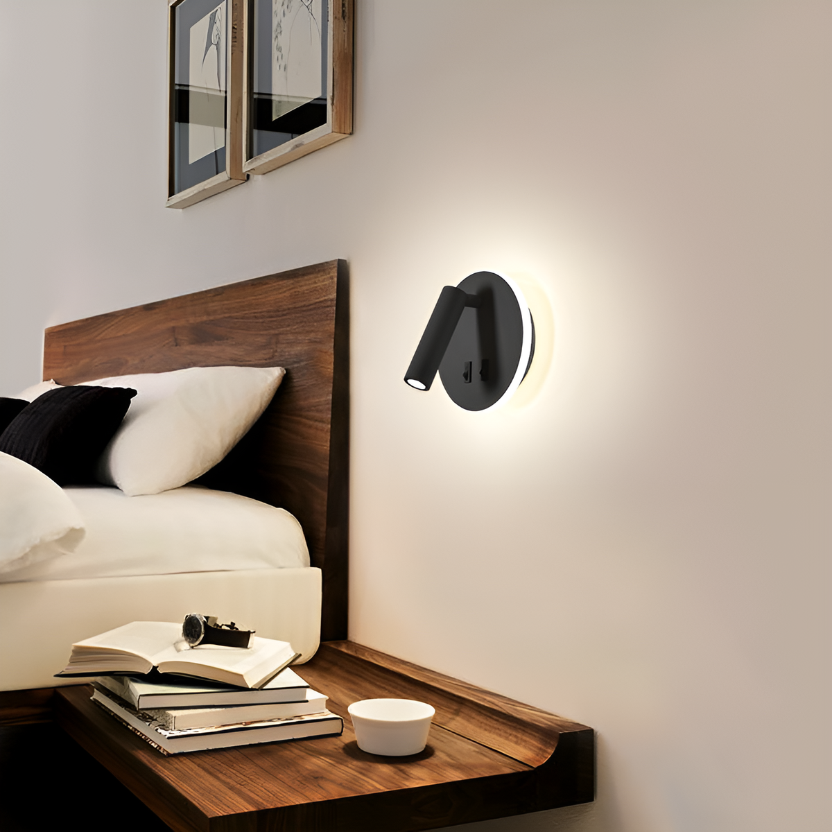 Бра з вимикачем на корпусі Bun Circle 10W D-14 cm 4000K Black 250476-100004341