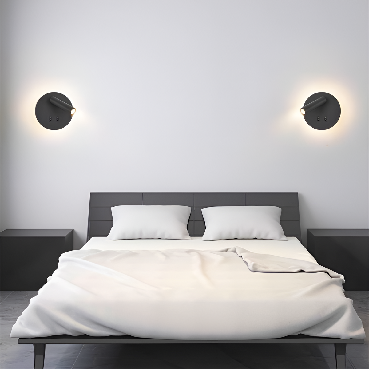 Бра з вимикачем на корпусі Bun Circle 10W D-14 cm 4000K Black 250476-100004341