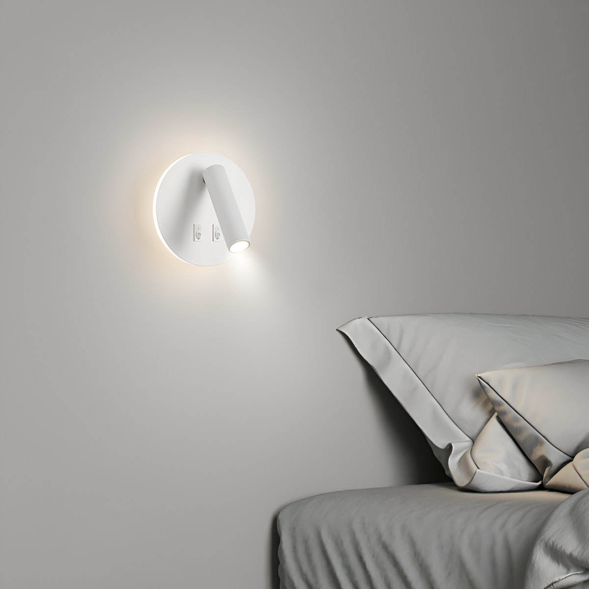 Бра з вимикачем на корпусі Bun Circle 10W D-14 cm 4000K  White 250476-100004340