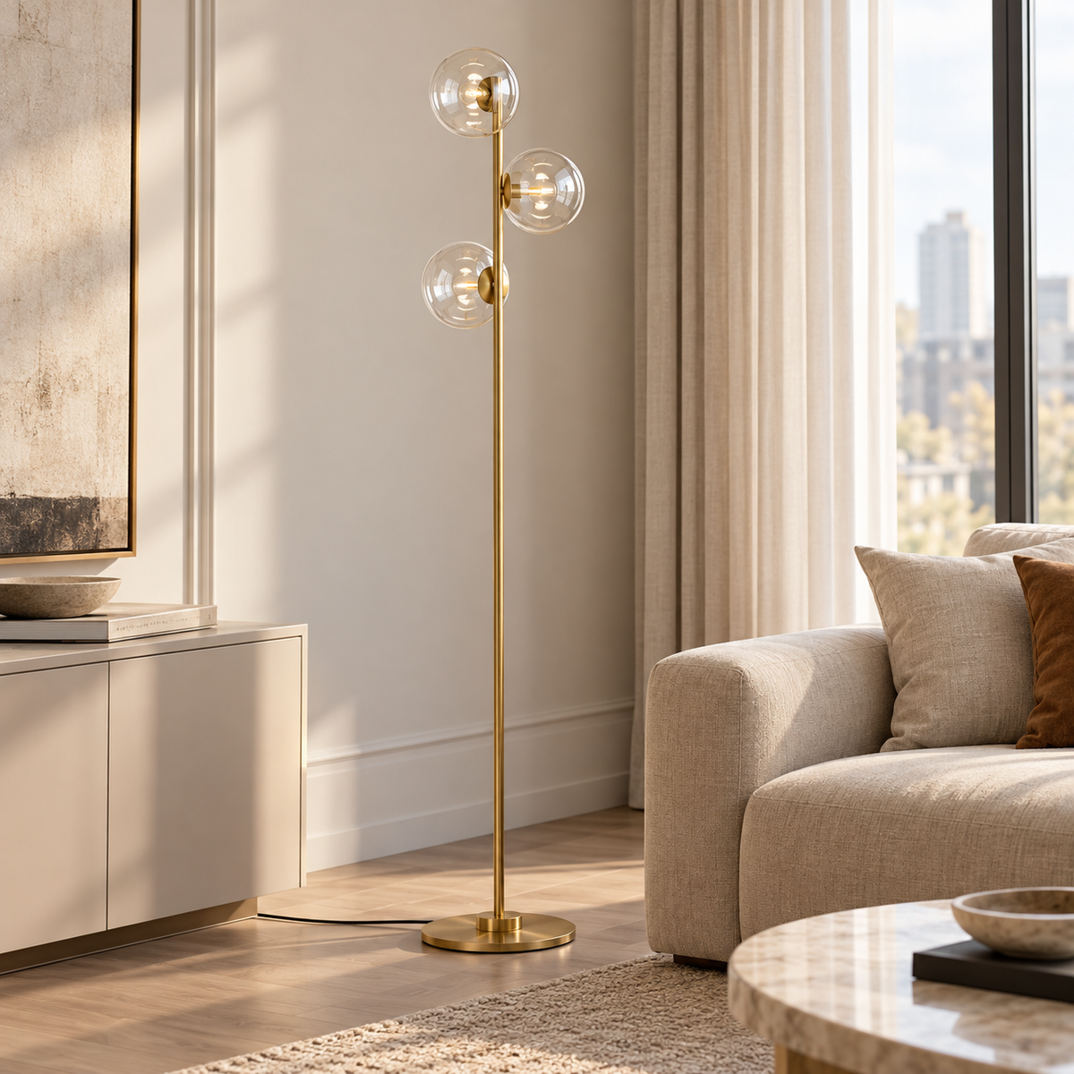 Підлоговий торшер золотий H-175 cm G9 Gold+Clear Bollo 261077-100009114
