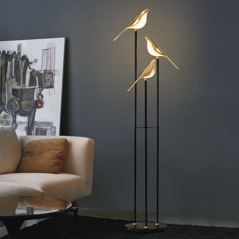 Торшер Led Birds New Н-152 см White+Black+Gold 231258-100002874