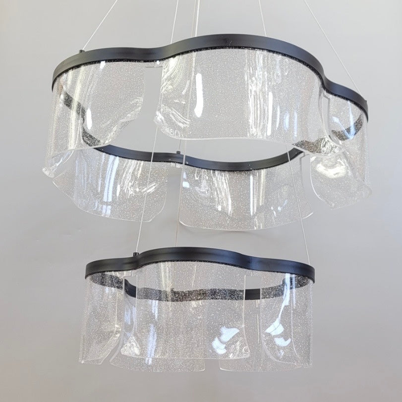 Підвісна подвійна люстра чорна світлодіодна D-60+40 cm Led 73W Black Jellyfish 251035-100006393
