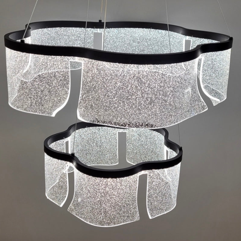 Підвісна подвійна люстра чорна світлодіодна D-60+40 cm Led 73W Black Jellyfish 251035-100006393