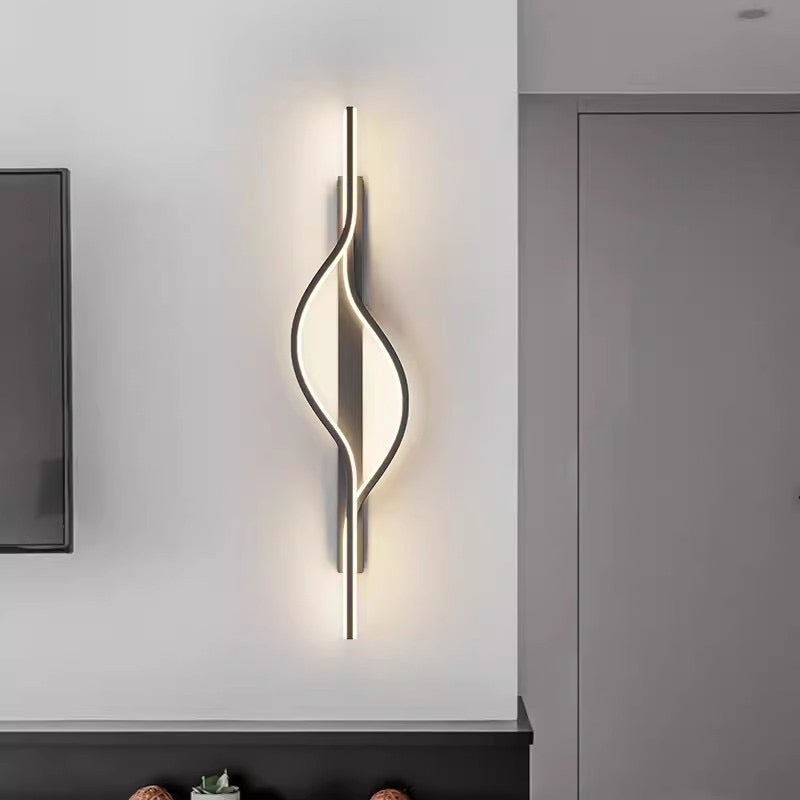 Бра Double waves Black L-60 см / L-80 см / L-100 см 4000К 240118-100002935