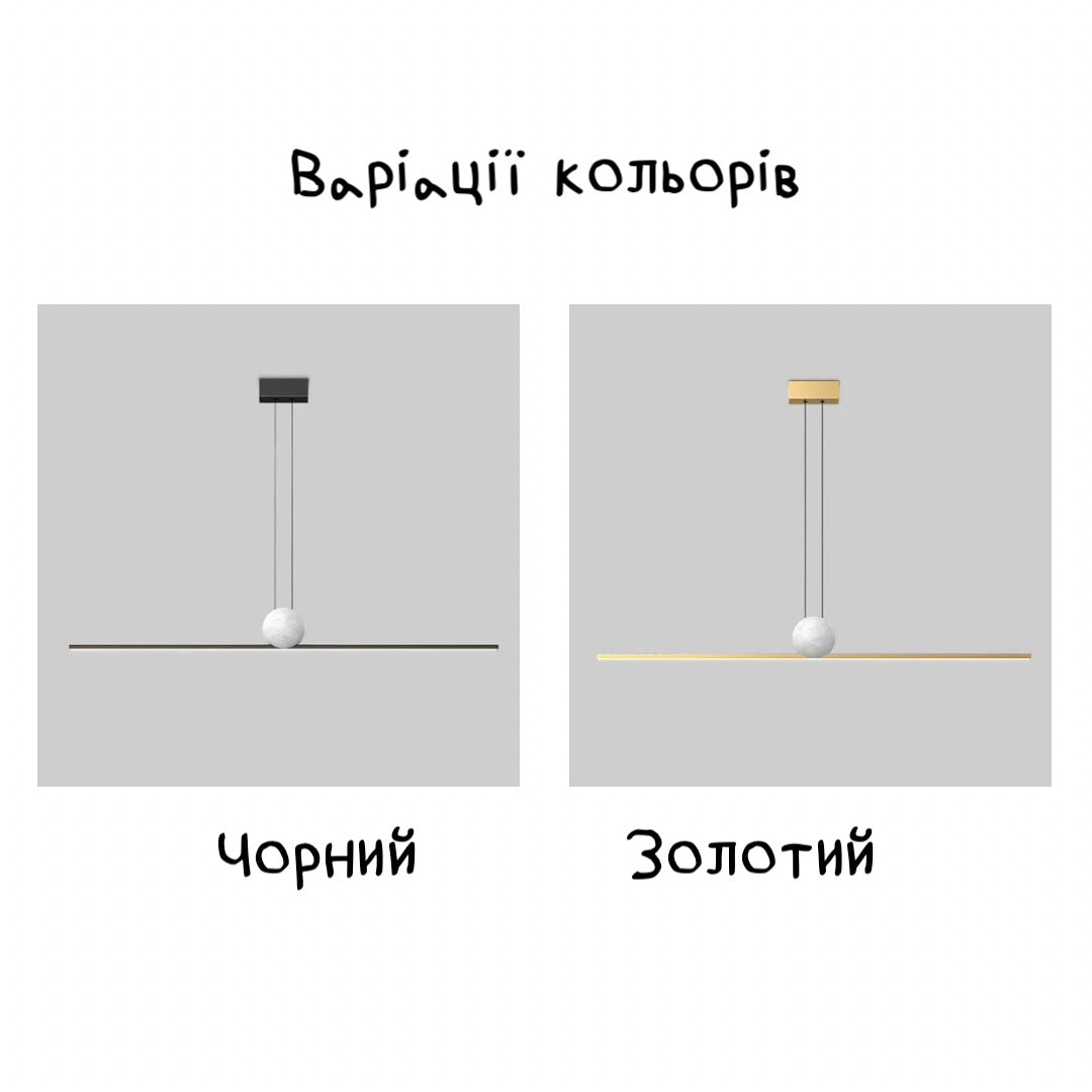 Підвісна люстра Line and marble Gold / Black L-100 см / L-120 см 4000К 231258-100002910