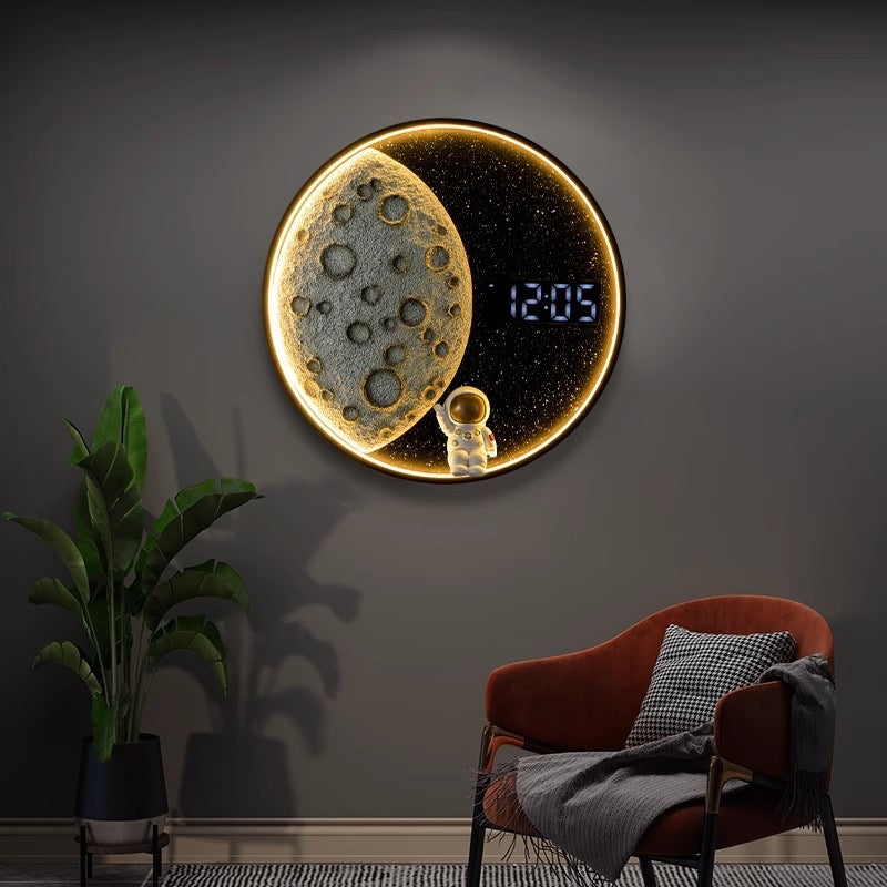 Бра Universe+Astronaut з годинником D-35 см 3000К-6000К Black 240119-100003025