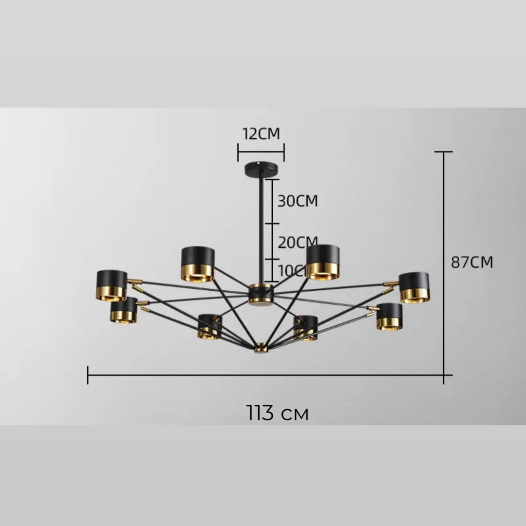 Люстра Spoon 8 D-113 см GU10/8 Black + Gold / Silver 240219-100003070