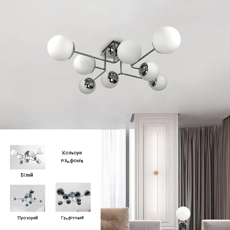 Люстра Wendy Lamia/ Enazora L-90 см Н-25 см W-90 см Chrome + White / Transparent / Graphite 231218-100002863