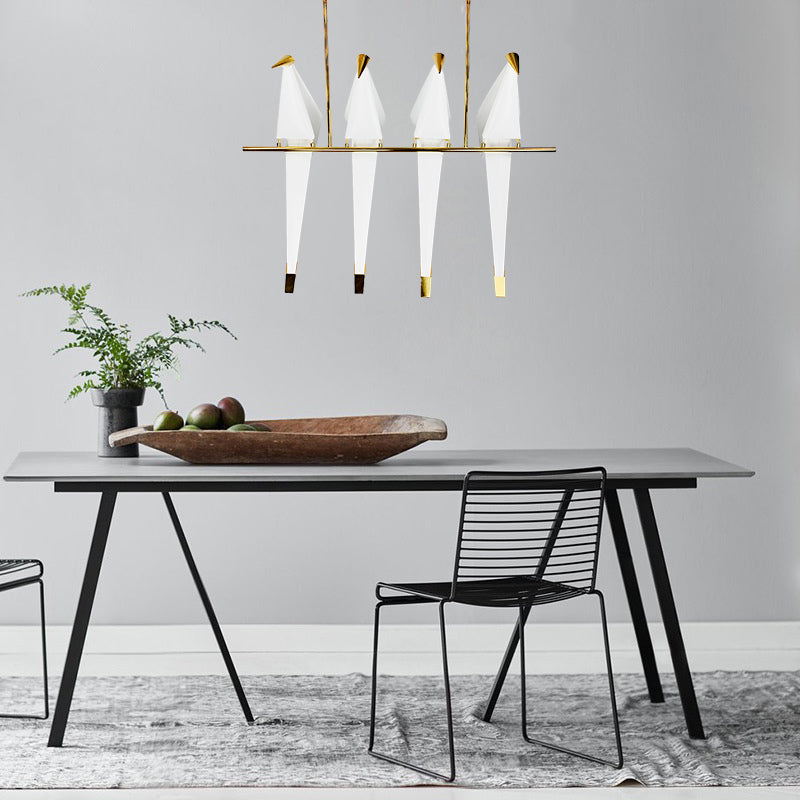 Люстра з пташками H-146 cm L-90 cm Led 38W Gold + White Birds perch 240118-100003002