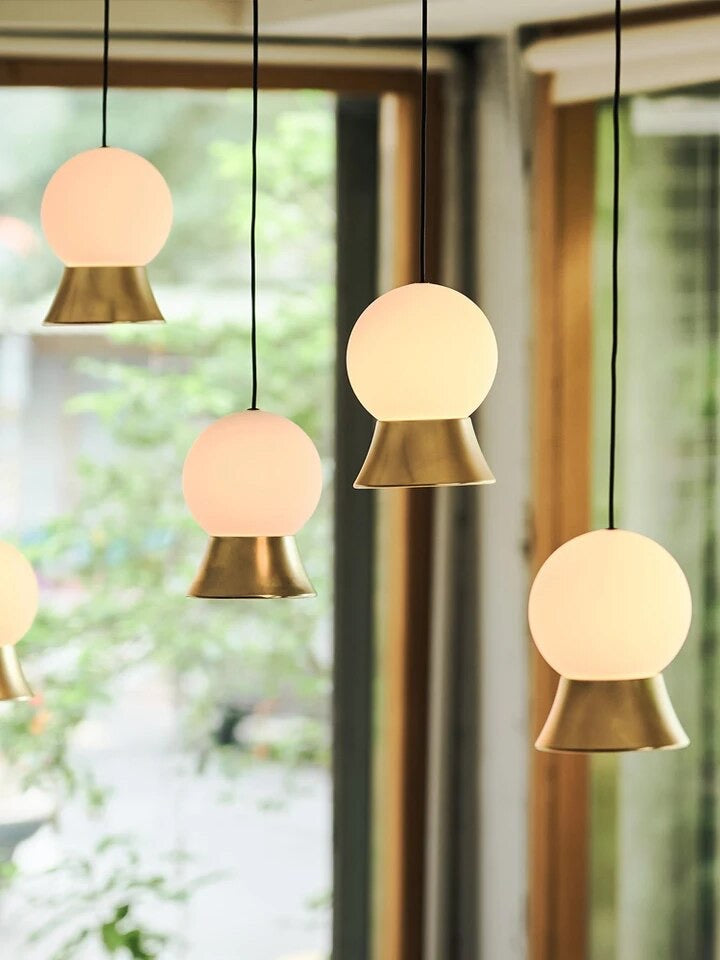 Світильник підвісний золотий з білим плафоном D-10 cm Led 6W 4000К Gold Ball skirt 240318-100003104