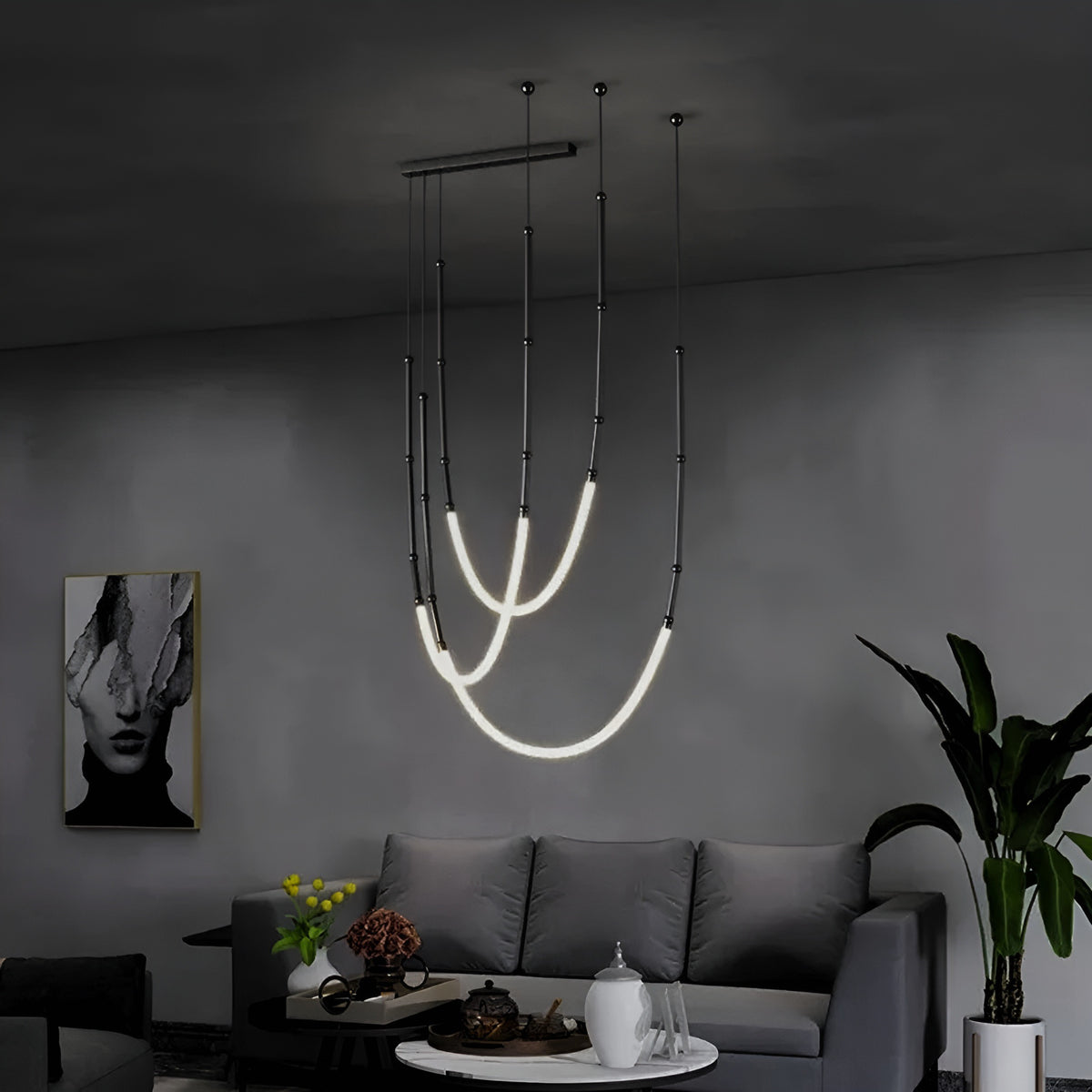 Підвісна люстра Kafie Led Lamp H-100-320 см 53W Black 230918-100002555