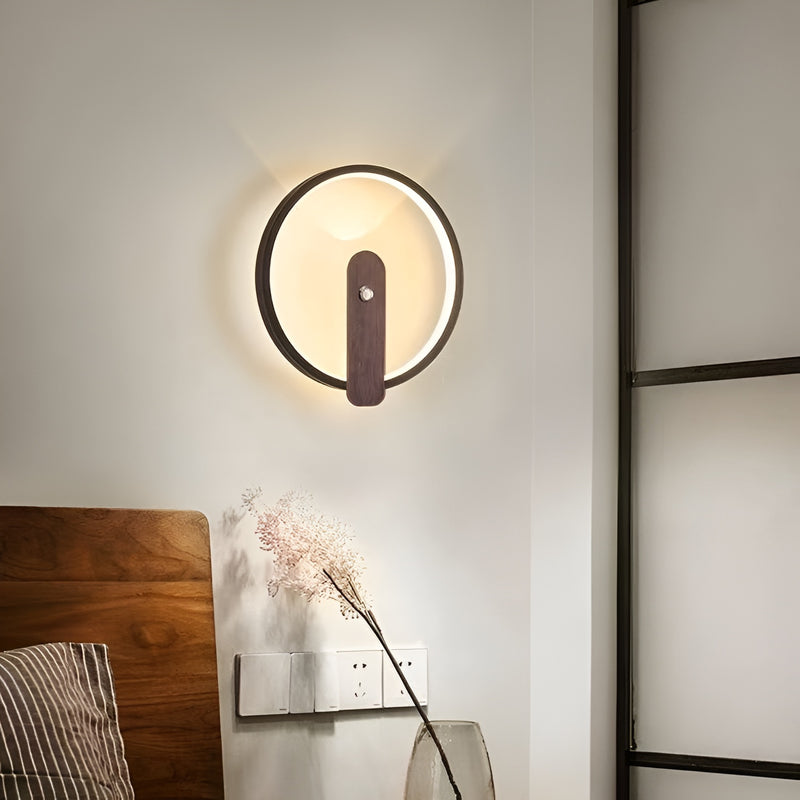Настінний світильник чорний з імітацією дерева D-23.5 cm Led 14W 4000K Black+Wood 251018-100006330