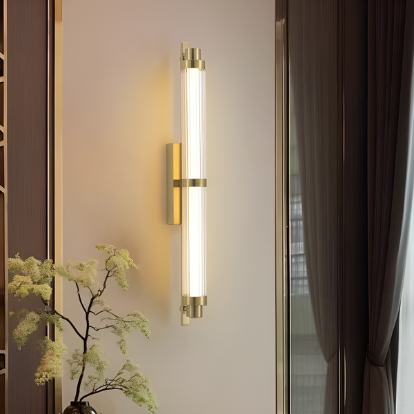 Настінний світильник золотий з прозорим скляним тубусом L-70 cm / L-90 cm Gold Pipe line glass 250718-100005680
