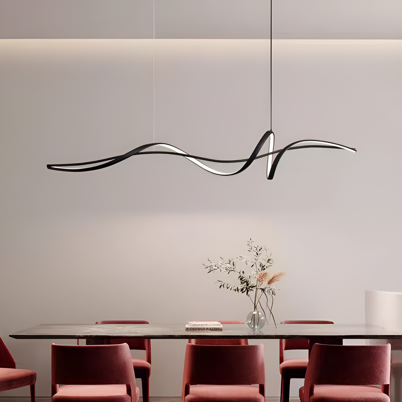 Люстра підвісна чорна хвиляста L-120 cm Led 43W 4000K Black Wave spiral 250780-100005532