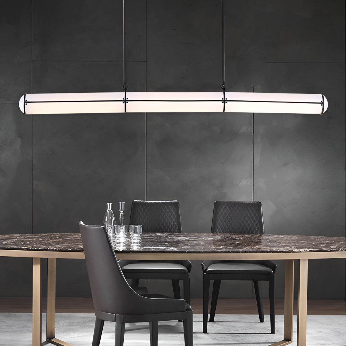 Підвісна люстра чорна з 3-х розмірах L-128/150/210 cm Led White+Black Tube long 250958-100005923