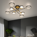 Люстра стельова чорна з золотом L-117 cm Led 80W Black+Gold Супутник Rings 250835-100005731