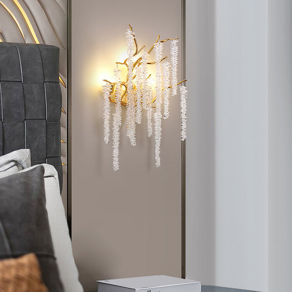 Настінний бра золотий з круглими матовими підвісами H-50 cm G9 Gold Tree 250818-100005747