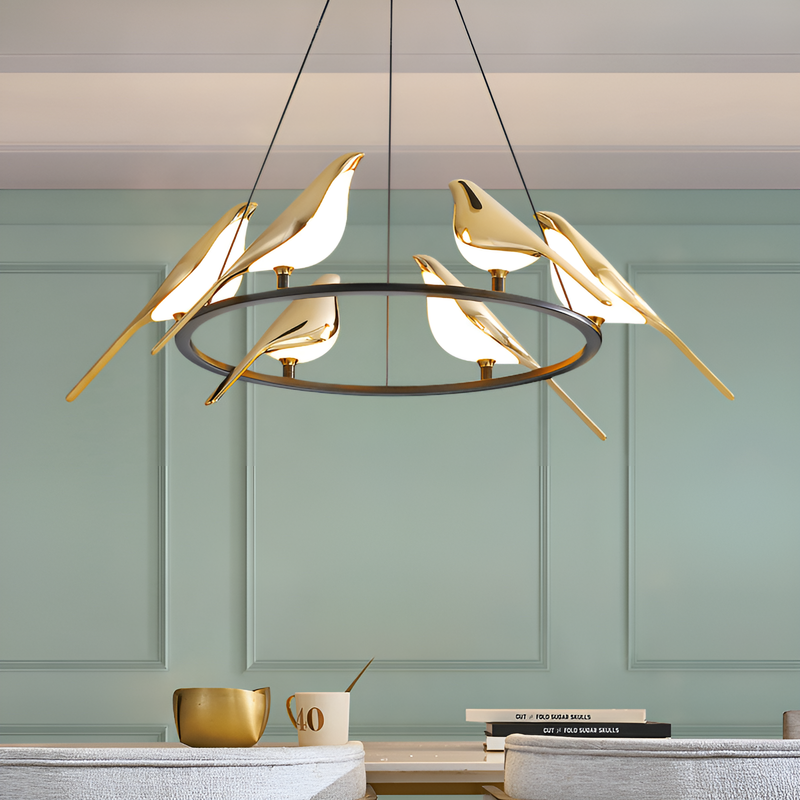 Люстра підвісна Birds D-92cm Ledx6 Black+Gold 250635-100005170