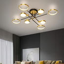 Люстра стельова чорна з золотом L-117 cm Led 80W Black+Gold Супутник Rings 250835-100005731