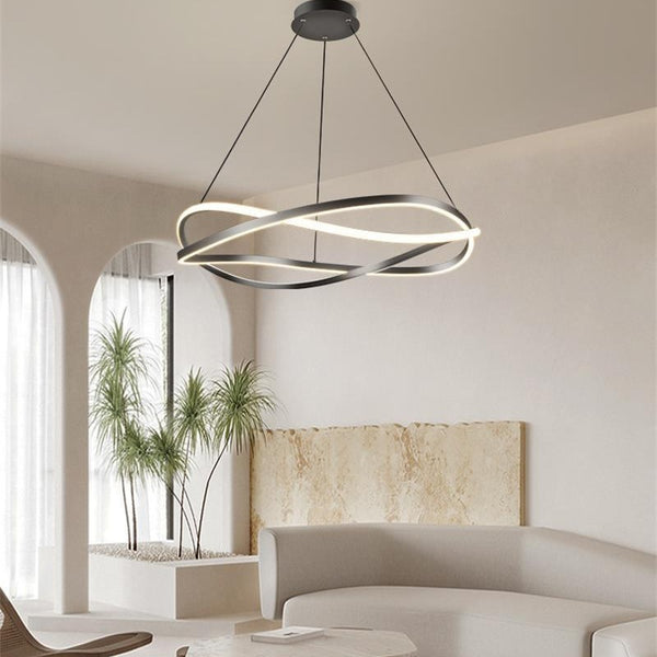 Підвісна люстра чорна хвиляста з пультом D-60 cm Led 85W Black Wavy 250835-100005886
