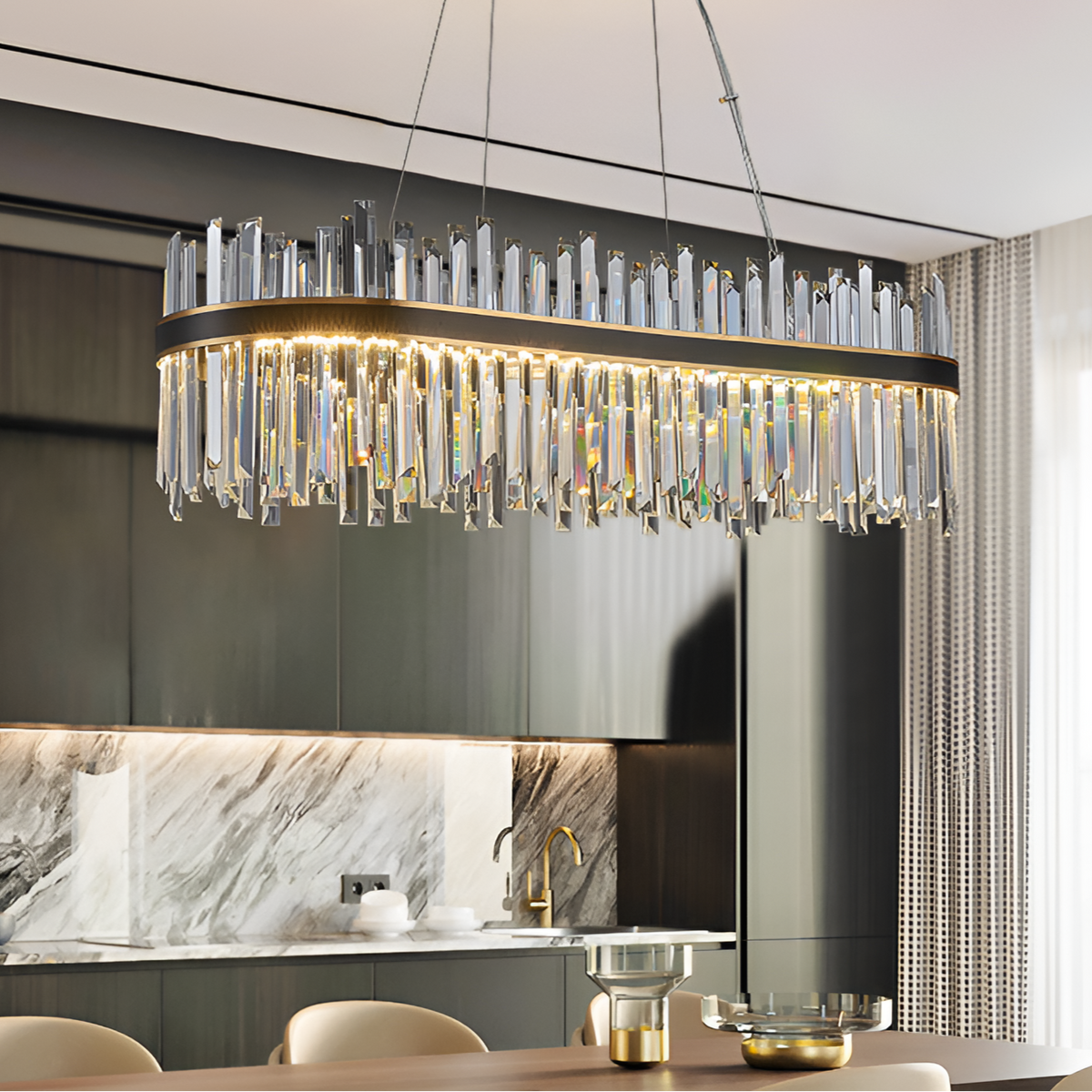 Люстра видовжена підвісна Elegance Gold + Black L-120cm 250488-100004485