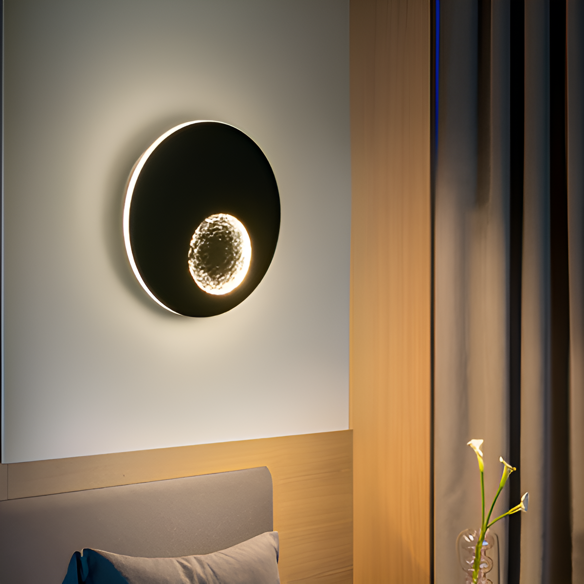Настінний світильник місяць D-22 cm Led Black Moon 250718-100005685