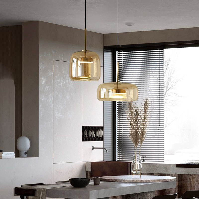 Підвісний світильник бурштиновий D-33 cm Led 9W Amber+Gold Jube 251131-100006753