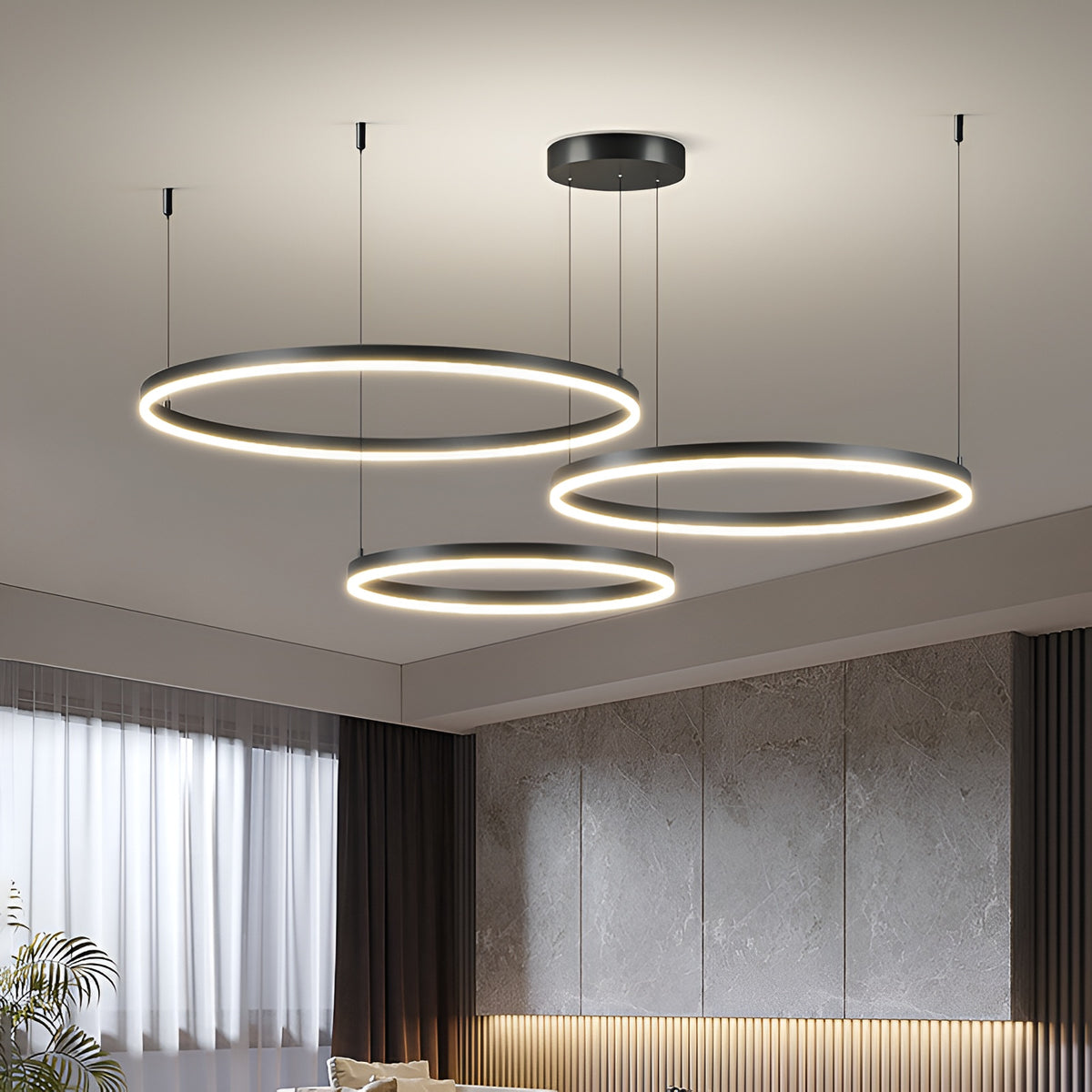 Підвісні люстри чорна з кільцями у 3-х варіаціях Led Black Circle Total rings 251018-100006307