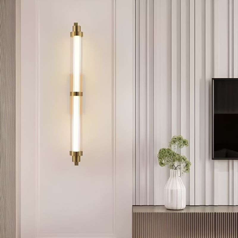 Настінний світильник золотий з прозорим скляним тубусом L-70 cm / L-90 cm Gold Pipe line glass 250718-100005680