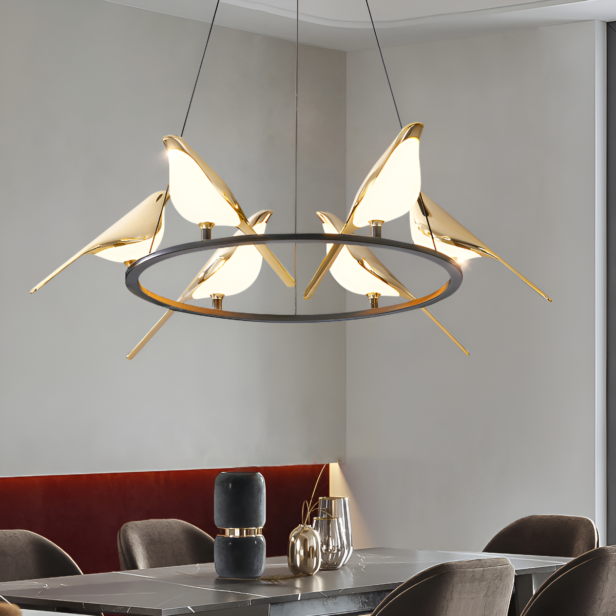 Люстра підвісна Birds D-92cm Ledx6 Black+Gold 250635-100005170