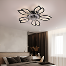 Стельова люстра чорна з прозорим вентилятором керована квітка D-68 cm Led 85+18W Black Fan lamp Flower 250775-100005530